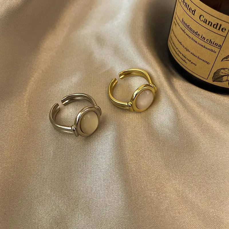 Punk Fashion Jewelry Trendy Geometric White Shell Charm Finger Rings