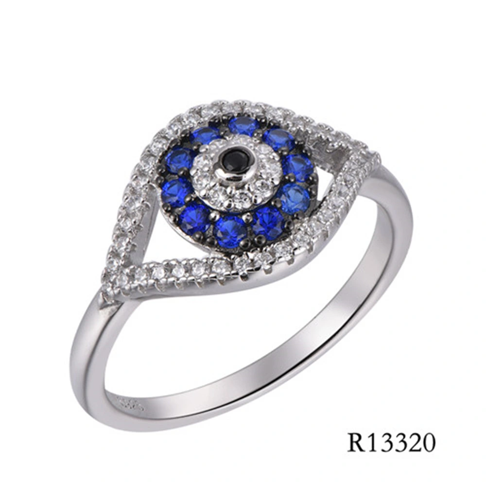 925 Sterling Silver with Spinel Evil Eye Ring