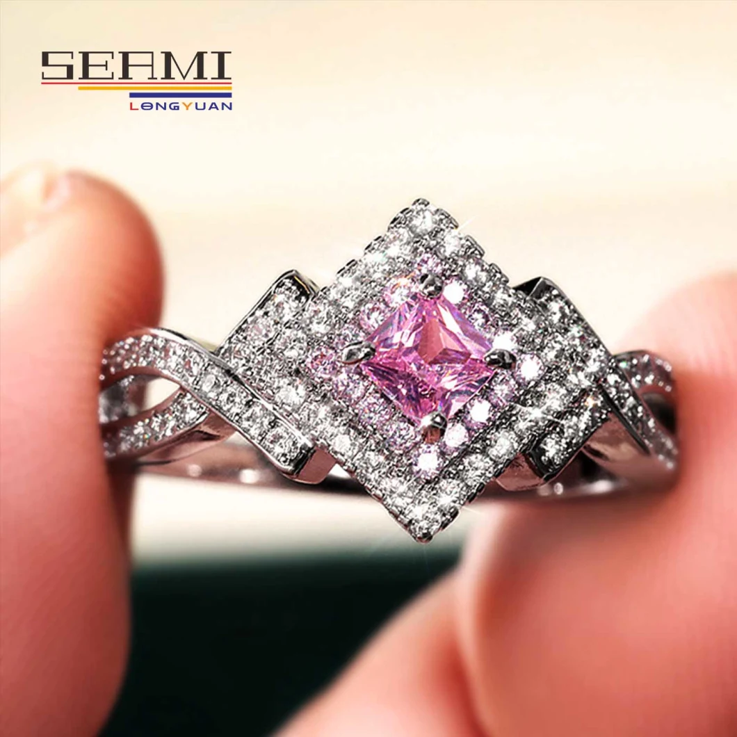 Antique Promise Cubic Zirconia Pink Diamond Ladies Cluster Eternity Rings