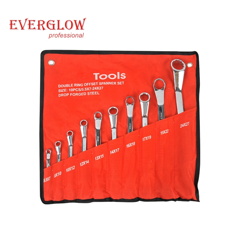 10PC Double Ring Offset Spanner Set with High Quality Cr-V Wrench Set