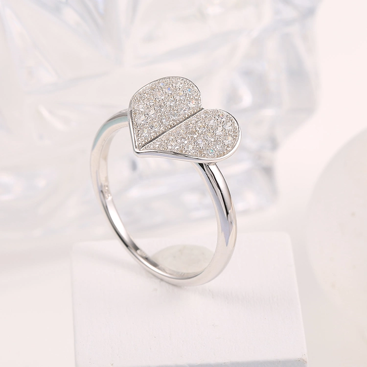Heart Shape Wholesale Jewellery 925 Silver Zirconia Fine Jewelry Charm Ring