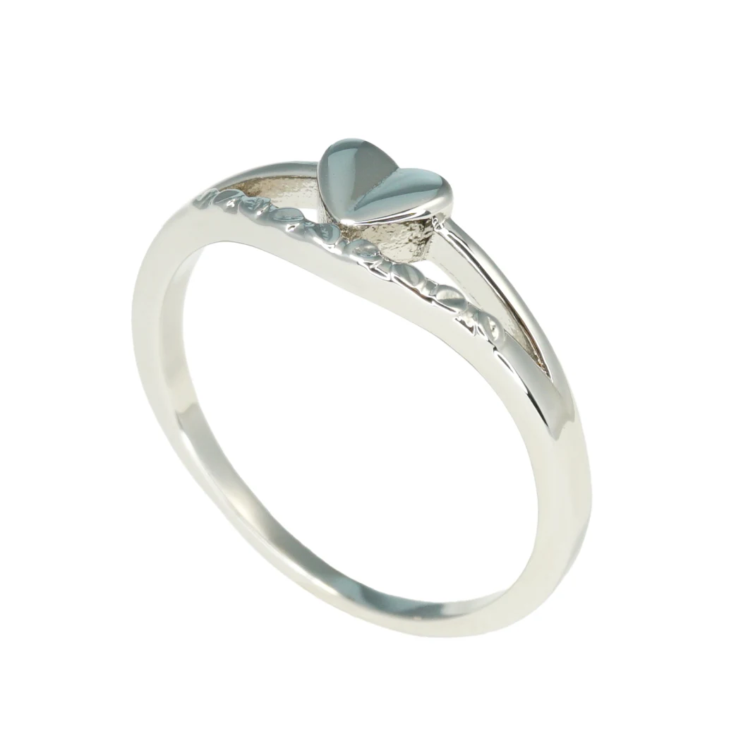 Simple Fashion Sterling Silver Women Engagement Heart Ring Jewellery Wholesale