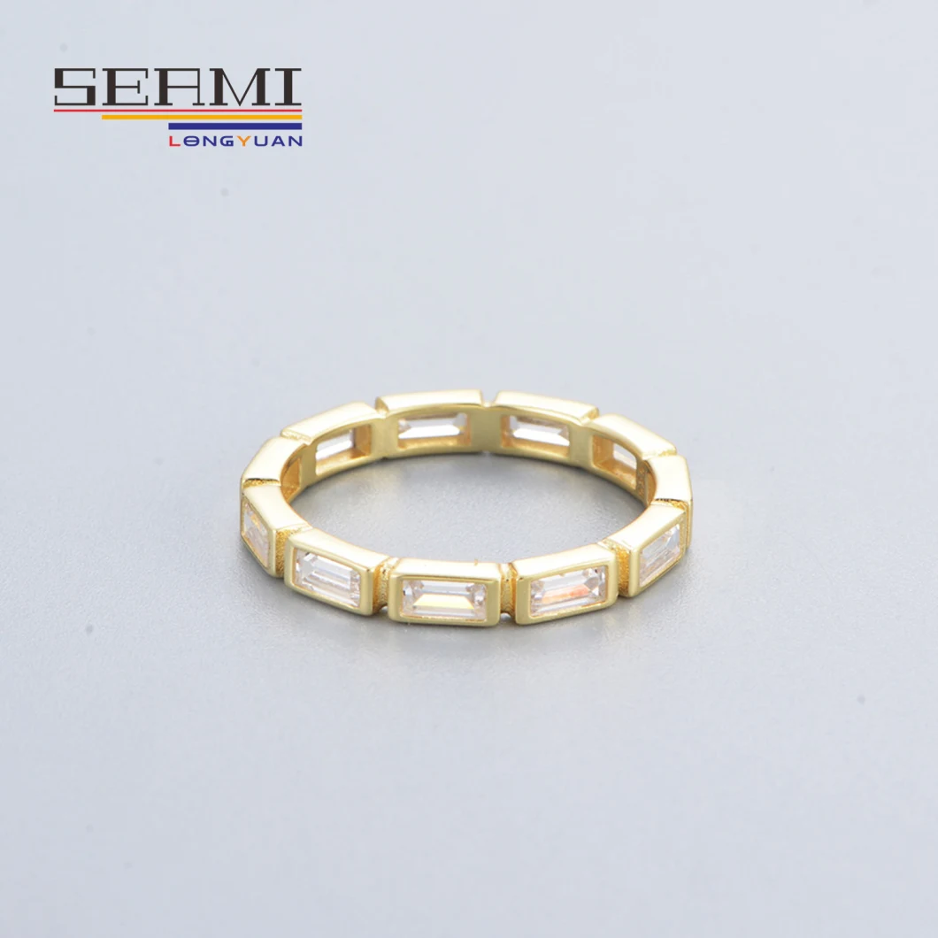 Minimalist Geometric Cubic Zirconia Gold Eternity Couple Rings for Women