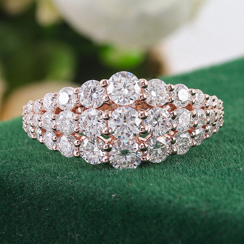 3mm 4mm 5mm Pave Shape 14K Rose Gold Moissanite Engagement Rings Loose Diamond Half Eternity Wedding Ring