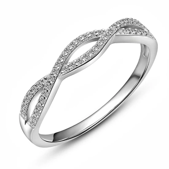 Bijoux fantaisie de haute qualité Fashion 925 Silver CZ Stone Twisted Ring pour la vente en gros