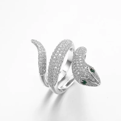 Animal Ornement 925 Argent CZ Anneaux Cubic Zirconia Sterling Silver Snake Ring