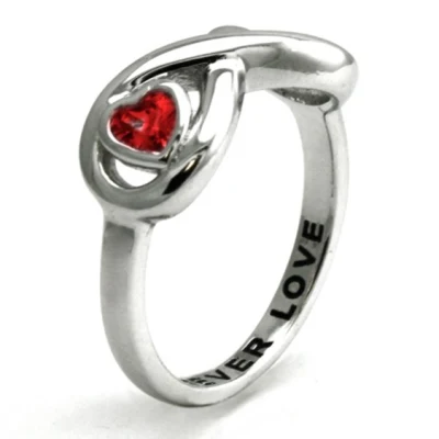 Bijoux de mode en gros 925 Sterling Silver Charm CZ Forever Love Red Heart Ring