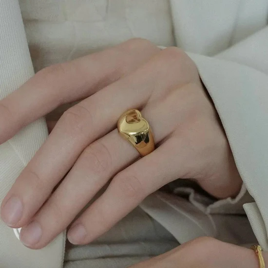 Bague de bijoux de doigt plaqué or argent simple à la mode pour les femmes