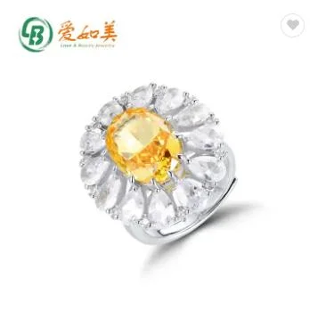 Bague de fiançailles en grappe de diamants à haute teneur en carbone avec fleur en zircon en argent sterling 925