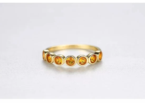 925 Sterling Silver Crystal Gold Jewelry Girl New Fashion Plaqué Jaune Diamond Finger Simple Ring