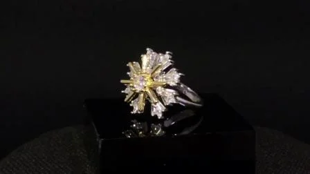 Bague de mariage de fiançailles en diamant d'or en forme de fleur de conception de mode