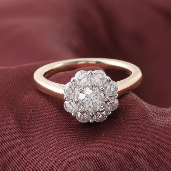 Fashion Flower Design 1.5 Carat CT Moissanite Ring 14K Gold White Gold Bague de fiançailles pour mariage